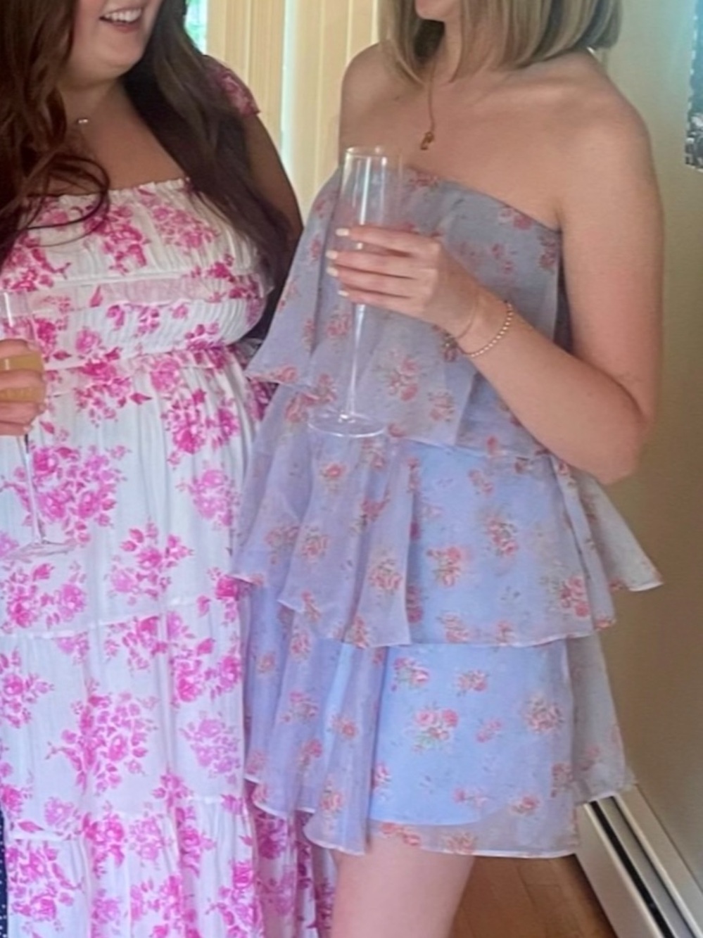 Abercrombie Strapless Lavender Floral Ruffle Dress